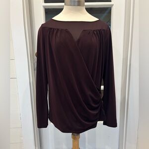 Ann Taylor Deep Burgundy Elegant Blouse Size L